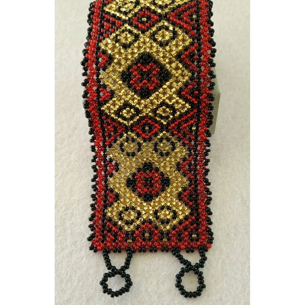 Shipibo Conibo Beaded Cuff Bracelet Peruvian Amazon Kene Art 6" 1.97" 24g
